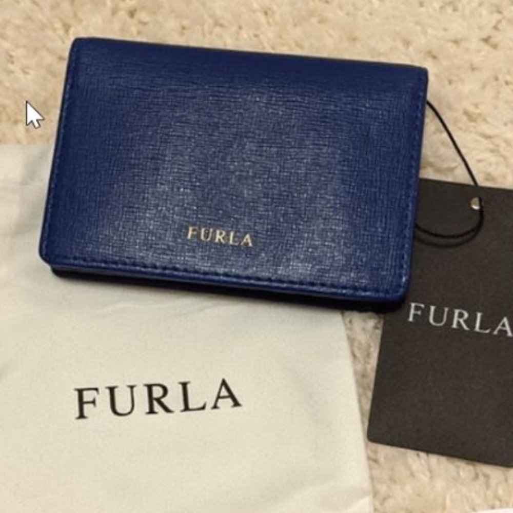 Furla - Blue Italian Leather Card Case - NWT